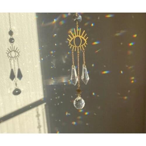 Witch Suncatcher Evil Eyes Crystal Prism Windows Hanging Wiccan Amulet Occult Jewelry