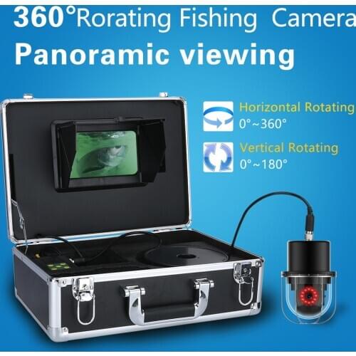 HUYIN 7'' Underwater Fishing Video Camera Fish Finder IP68 Waterproof 360° Rotating Dome Rotating Panoramic Viewing Camera