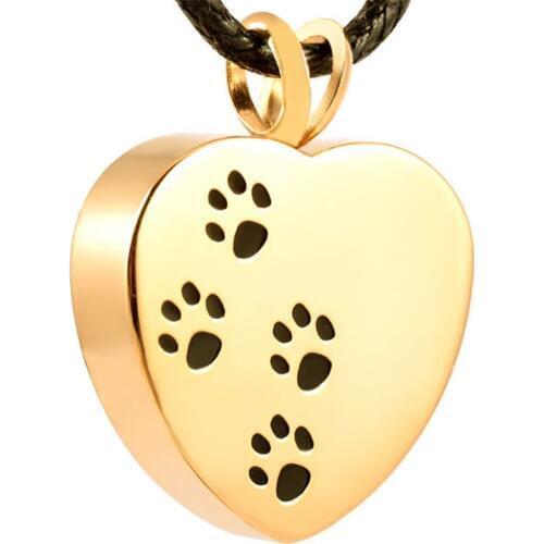 IJD8004 WHOLESALE 10pcs/lot Silver,Gold,Rose Gold,Black Color Stainless Steel Paw Print Heart Pendant CREMATION JEWELRY for Pet
