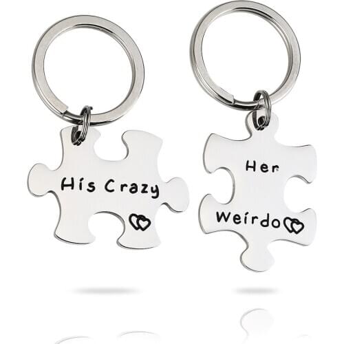 Customized Personalized Couple Keychains Engraved Your Words Key Ring 2 PCS