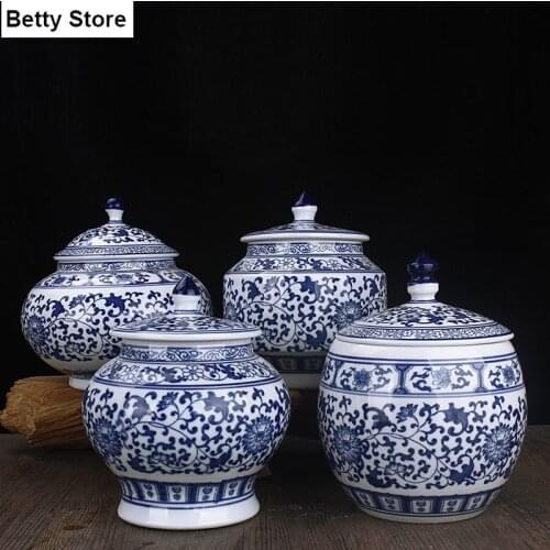 Creative Flower and Vine Pattern Ceramic Storage Jar Porch Desktop Decoration Flower Arrangement Flower Pot Porcelain Sealed Jar