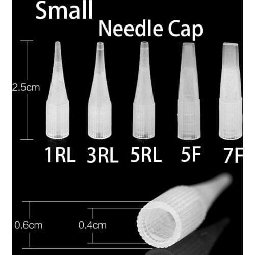 200 PCS Traditional Tattoo Needles Caps 1R/3R/5R/5F/7F Plastic Machine Permanent Makeup Tips Disposable Eyebrow Goochie Needle
