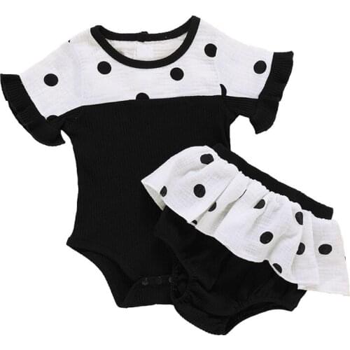 Summer Baby Girl Set Polka Dot Print Romper + Skirt Suits for Kids Baby Clothing