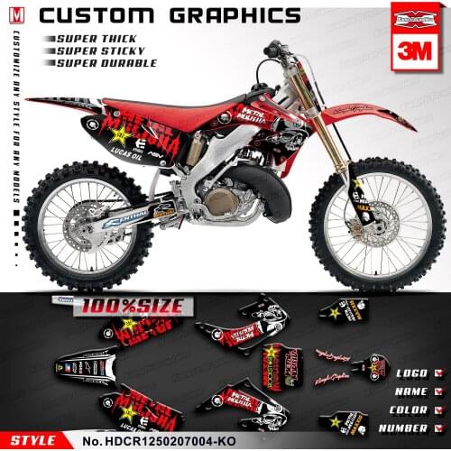 KUNGFU GRAPHICS MX Decals Off-Road Dirt Bike Stickers for CR125 CR250 2002 2003 2004 2005 2006 2007, Customizable