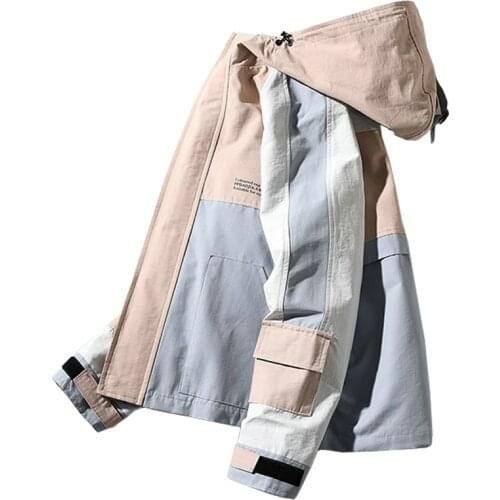Fad Autumn Cargo Jackets Men Streetwear Patchwork Jacket Hip Hop Long Sleeve Coat Pocket Windbreaker Male Bomber Jackets Men