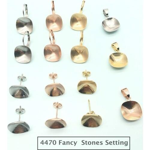 Square Fancy Stone Earrings Bases Cushion 4470 12mm With French Hook Lever Back For Austrian Crystal Jewelry DIY Making