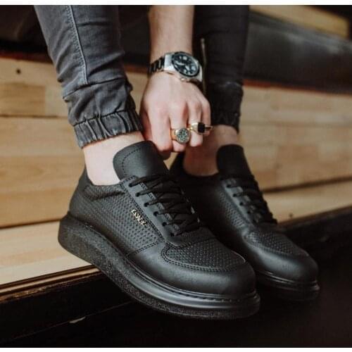 Knack Yüksek Taban Günlük Ayakkabı 042 Siyah (Siyah Taban) Yeni Üretim Yazlık Türk Malı Tüm Kıyafetlere Uygun Hızlı Ulaşım Ucuz