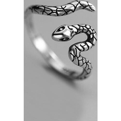 Fashion Silver Color Small Snake Rings for Women Open Adjustable Finger Snake Shape Rings Cocktail Party Jewelry Gifts