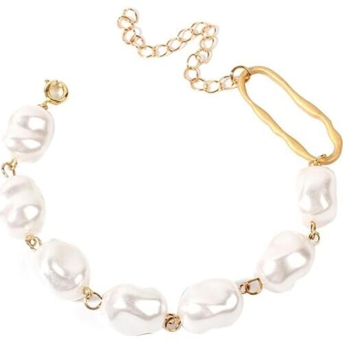 Fashion Women Irregular Faux Pearl Charm Chain Bracelet Bangle Jewelry Gift