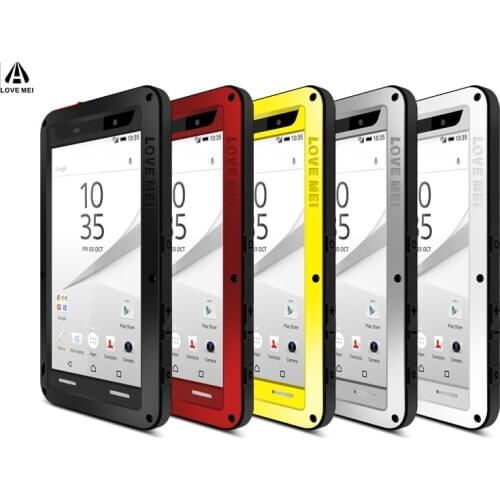 LOVE MEI Powerful Water/Dirt/Shock Resistant Metal Armor Case For Sony Xperia Z5/Z5 Premium/Z5 Compact/Z5+/Z5 Mini Phone Cover