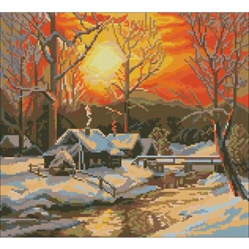 Winter morning patterns counted 11CT 14CT 18CT DIY Cross Stitch Sets wholesale Cross-stitch Kits Embroidery Needlework