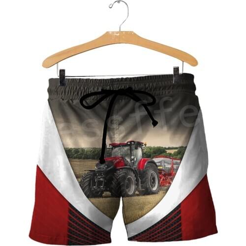 Tessffel 2020Newest Worker Farmer Tractor instrument NewFashion Unisex Casual 3DPrint Summer funny Beach Shorts Short Pants s-1