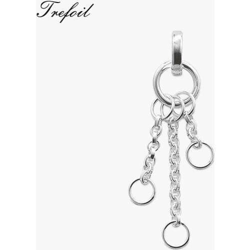 Silver Dangle Three Curb Charms Pendant Carriers, Fashion Jewelry 925 Sterling Silver Trendy Gift For Women Lovers 2018 New