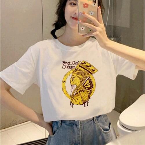 Casual Tops Tee Harajuku 90s Vintage White tshirt Womens T-shirt Female Clothing Summer Short Sleeve Tops Tshirt