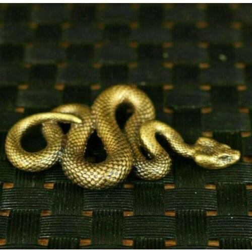 Lovely Chinese Old Copper Hand Cast Snake Statue Pendant Netsuke Noble