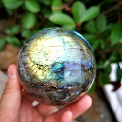 Natural Labradorite Quartz Moonlight Crystal Ball Stone Healing