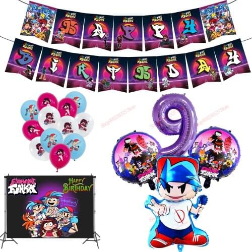 Friday Night Funkin Foil Balloons Number FNF Boyfriend Hip Hop Birthday Balloon Party Decorations Backdrop Supplie Baby Shower
