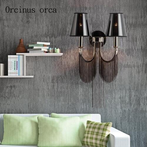 Post modern creative luxury tassel wall lamp living room corridor bedroom Bedside Lamp Retro personality LED silver wall lamp