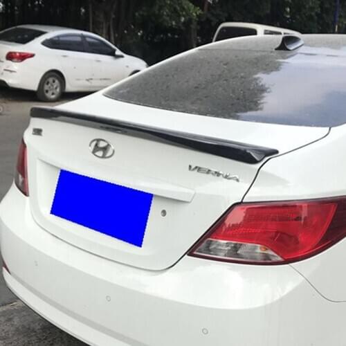 Use For Hyundai Verna Accent 2010-2016 Year Spoiler ABS Plastic Carbon Fiber Look Rear Trunk Wing Car Body Kit Accessories