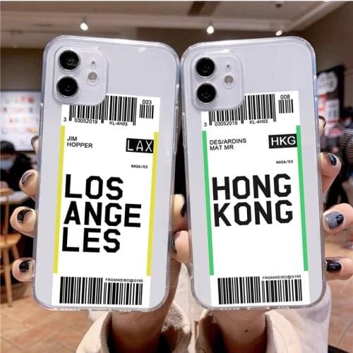 Hot Air Ticket Travel New York Los Angeles Phone Case for Iphone 7 8 SE2 11 12 Mini Pro X XS Max XR National Entry Permit Cover