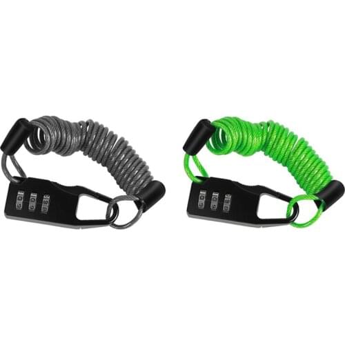 Bicycle Lock Anti-Theft Mini Helmet Lock Motorcycle Cycling Scooter 3 Digit Combination Password Safety Cable Lock