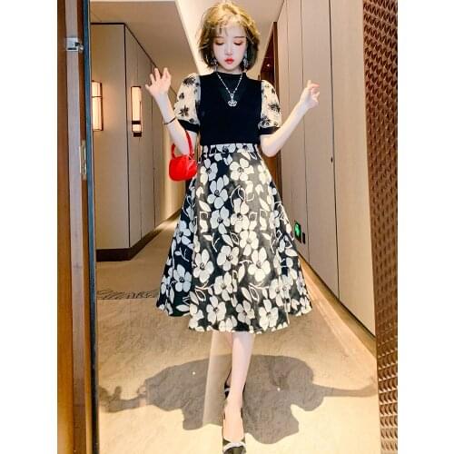 Top Quality Stitched embroidered mesh knitwear+Jacquard high waist skirt skirt suit new for summer