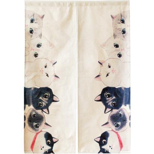 Little Cats Flamingo Pattern Curtain Thickened Cotton Half Curtain Coffee Short Curtain for Window Kitchen Cabinet Door xy-82