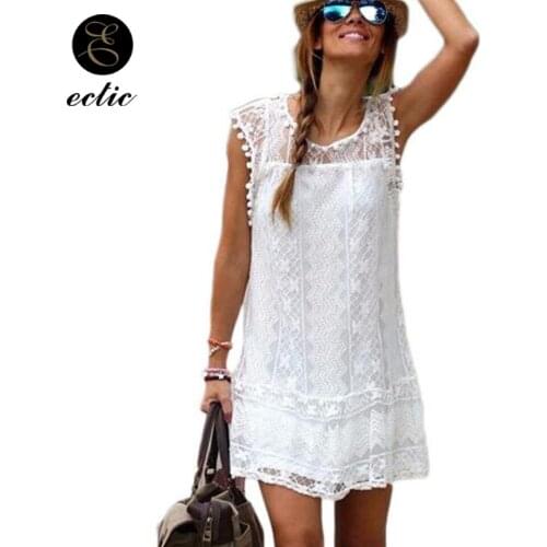 Lace Stitching Dress Fringe Sukienka Plus Size Xl 5xl Women Mesh Robe Femme Ete 2021 Plain Cute Kawaii White Dress With Tassel
