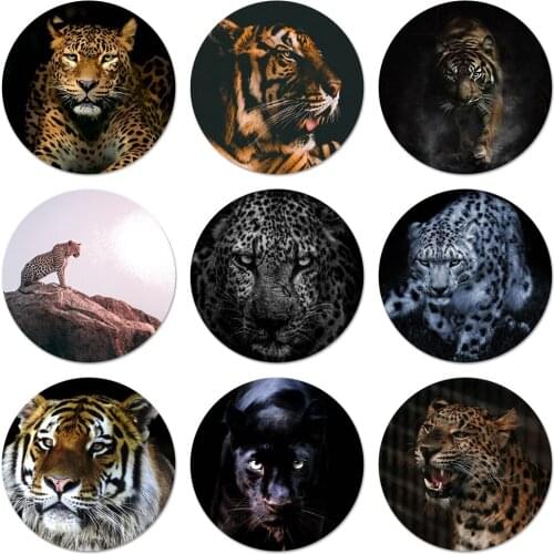 58mm tiger lion Black leopard Cheetah Icons Pins Badge Decoration Brooches Metal Badges For Clothes Backpack Decoration
