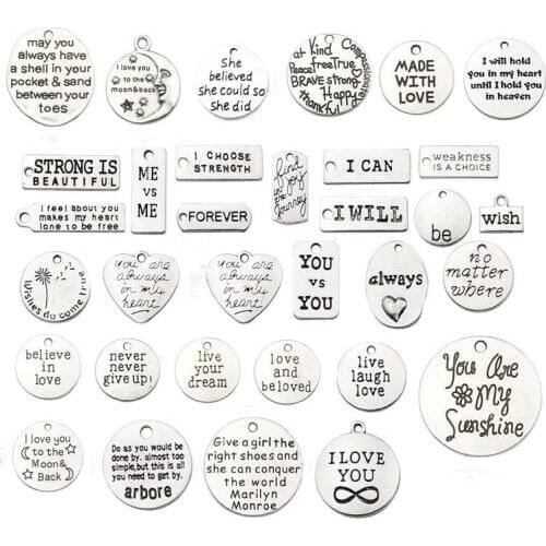 10pcs Random Letter Alphabet Charms Pendants Necklace Bracelet Findings Antique Silver Color Metal Charms for Jewelry Making DIY