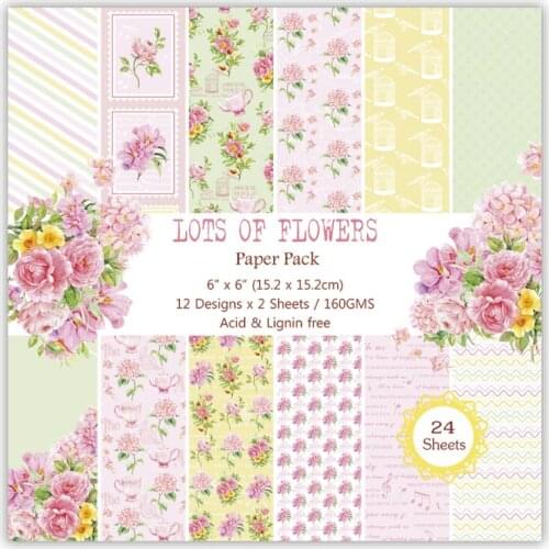 12 Sheets Flowers Teapot Birdcage Scrapbooking Pads Paper Origami Art Background Paper Card Making DIY Scrapbook Paper Craft