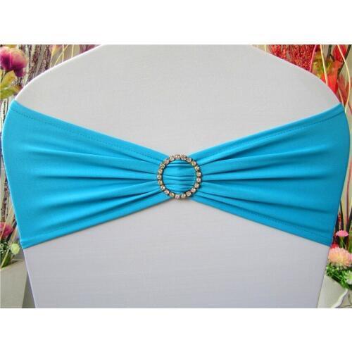 2/2--With Round Diamond Buckle--Single Layer Spandex/Lycra/Expand Bands/Chair cover sashes For Wedding Party Banquet Decorations