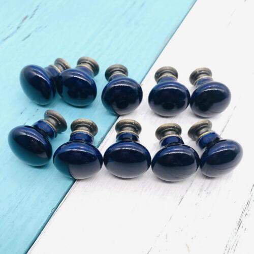 22MM Dia Small Ceramic Round Knobs Cool Blue for Kids Euro-Style Coloured Solid Porcelain Kitchen Cupboard Handle Door Pull 10pc