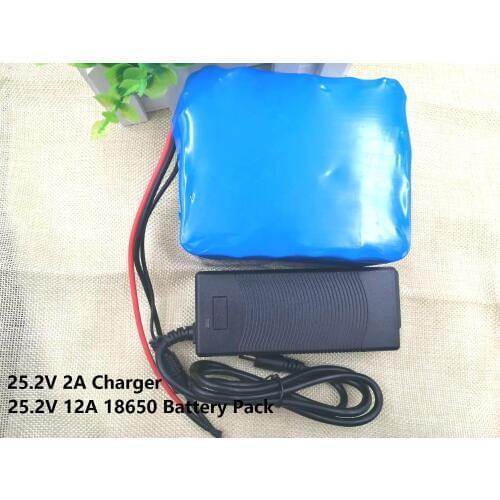 25.2V 12Ah 12000mah 6S6P Electric vehicles 18650 Li-lon Battery Pack Portable Backup Power PCB + 24 v (25.2 v) 2A Charger