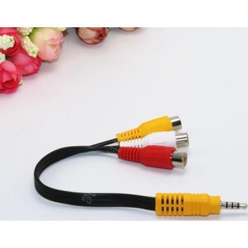 3.5mm Mini Aux Male Stereo to 3 RCA Female Audio Video AV Adapter Cable for High-Performance Video and Audio Playback