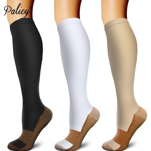 3 Pairs Compression Stocking for Women 35 - 45 mm Thigh High Soft Knee Long Stockings for Unisex Nylon Thigh Foot Leg Support