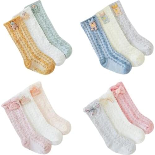 3 Pairs Kids Baby Cotton Socks 2021 Unisex Cartoon Pattern Stocking For Toddler Medium Tube Anti Slip Socks Spring Autumn