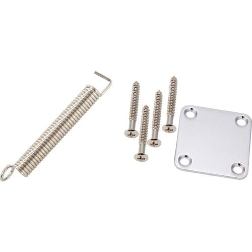 3 Pcs Steel Guitar Tremolo Bridge Tension Springs & 1 Set Electric Guitar Neck Plate with Screws