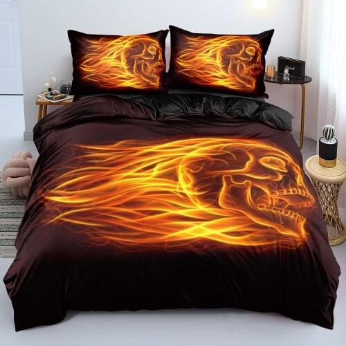 3D Black Skull Duvet Cover Comforter Shells Pillow Case Set Bedding Sets Full King Queen Double Size Custom Design Bedclothes