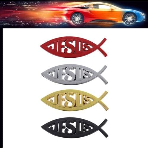 3D Premium Jesus Fish Symbol Logo for car Motorcycle Engine Fender trunk Rear Bonnet Decal Emblem Badge Sticker Nameplate Hood