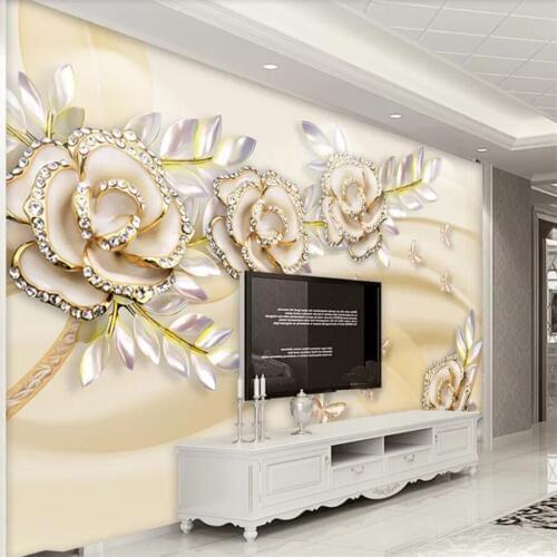 Custom 3d wallpaper fashion upscale European golden rose leaf stereo background wall papers home decor 5d papier peint wallpaper