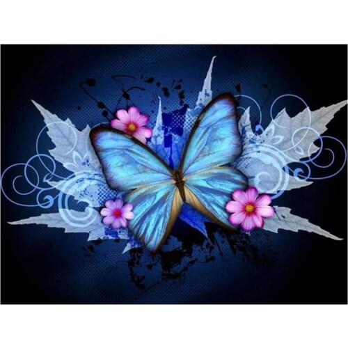5D DIY Full Round/Square Diamond Painting Blue Butterfly 3D Embroidery Cross Stitch Rhinestone Mosaic Home Decor Gift Y1516