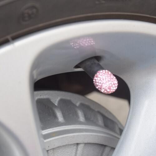 8piece Pink Jeweled Bling Diamond Tire Wheel Stem Valve Cap For Car Truck