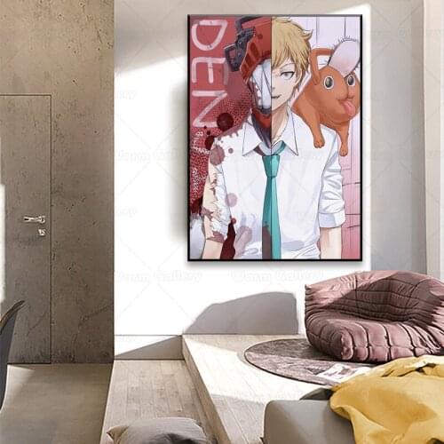 Anime Chainsaw Man Poster Artwork Fancy Wall Sticker for Coffee House Bar For Living Room Framework Artwork