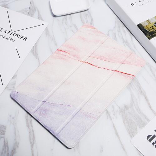 Besegad Marble Texture Tri-fold PU Leather Protective Cover Case Stand with Auto Wake-up Sleep Feature for Apple iPad Mini 5