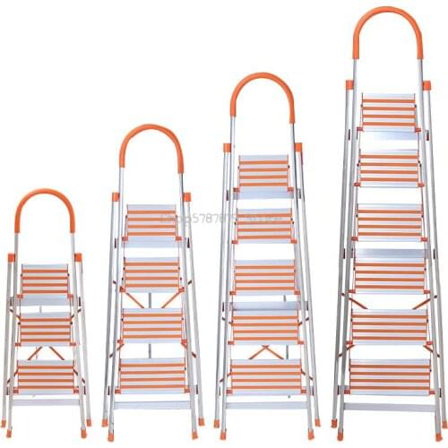 Stainless Steel Household Folding Ladder, Aluminum Alloy Herringbone Ladder Pedal, Indoor Step Ladder, Portable And Multifunctio