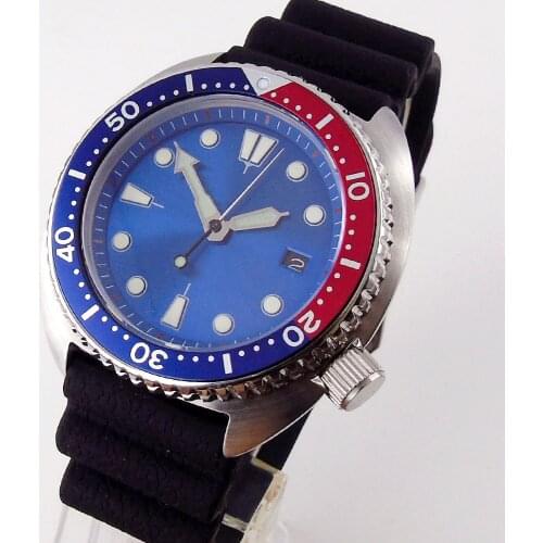 45mm Japan NH35A Sterile Mechanical Automatic Men Top Watches Sapphire Crystal C3 Luminous Rubber Strap Silver Case 5ATM