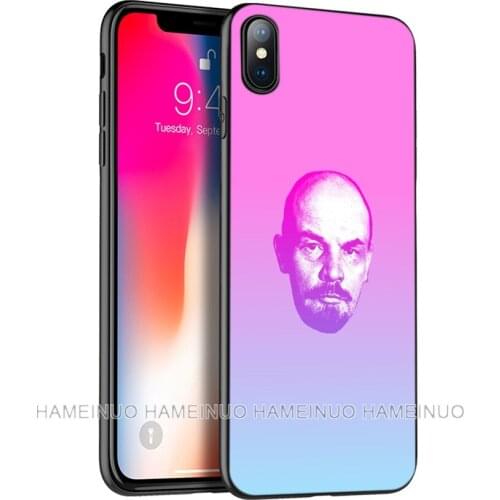 Black tpu case for iphone 5 5s SE 2020 6 6s 7 8 plus X 10 XR XS 11 pro MAX silicon cover case lenin Soviet Union flag