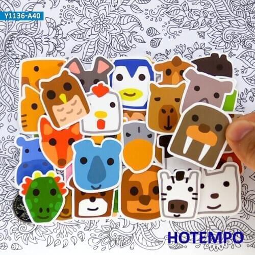 40pcs Cute Fun Mixed Animals Cartoon Mini Diary Decals Stickers Pack Toy for Kids DIY Stationery Scrapbook Phone Laptop PAD Case