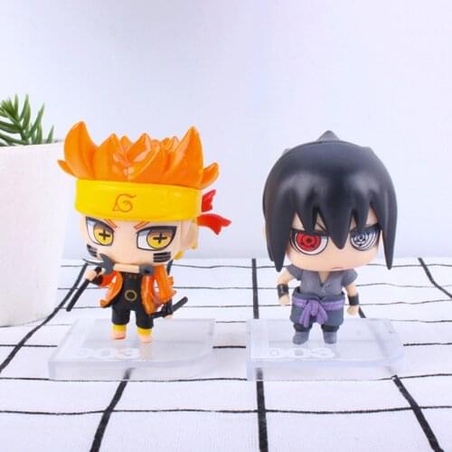 2Pcs/Set 8cm Naruto Shippuden Sasuke Ootutuki Hagoromo PVC Action Figures Collection Cartoon Anime Model Toys Dolls Decoration